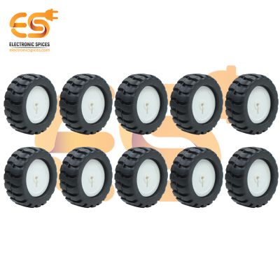 44mm x 18mm Hard Plastic Build Rubber Cover Wheel for N20 DC Micro Gear Motor Pack of 10